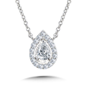 14K Diamond Star Pear-Shaped Necklace 1/4ctw 1