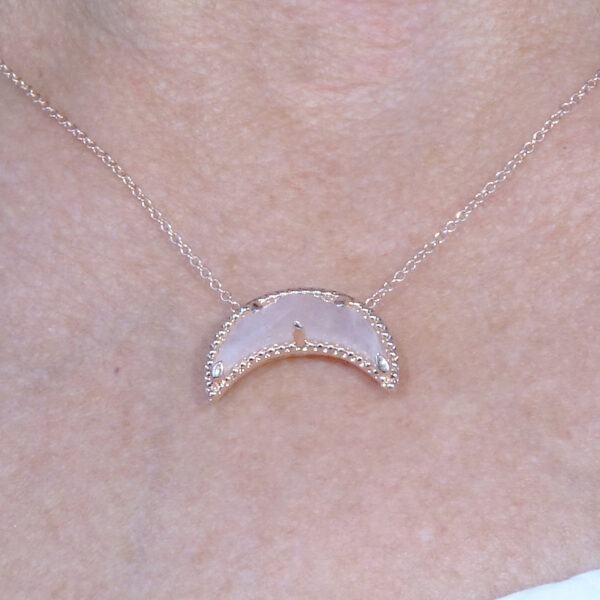 Sterling Silver & Rose gold plating with Pink Moon stone Pendant