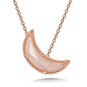Sterling Silver & Rose gold plating with Pink Moon stone Pendant