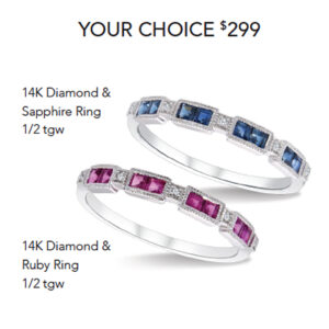 14K White Gold Stackable Diamond & Ruby Ring